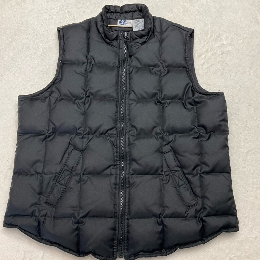 🌼4/$10🌼 ARIZONA JEANS Black Quilted Down Feather Full Zip Puffer Nylon Vest